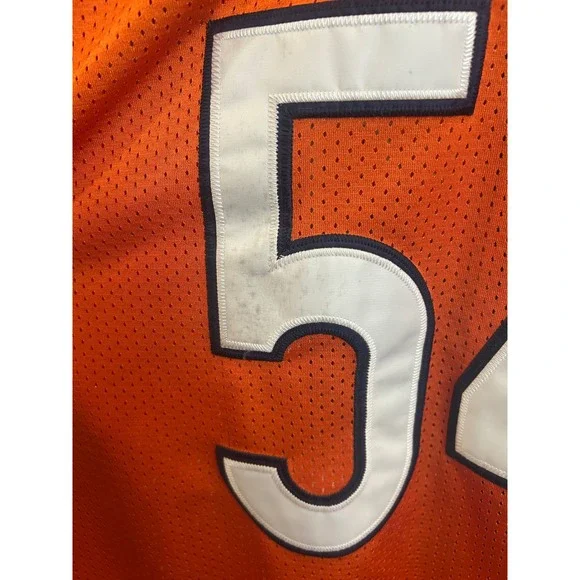 Reebok NFL Chicago Bears Brian Urlacher 54 Orange Stitched Jersey Mens Size 50 - Picture 4 of 8